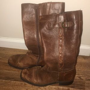Brown leather boots
